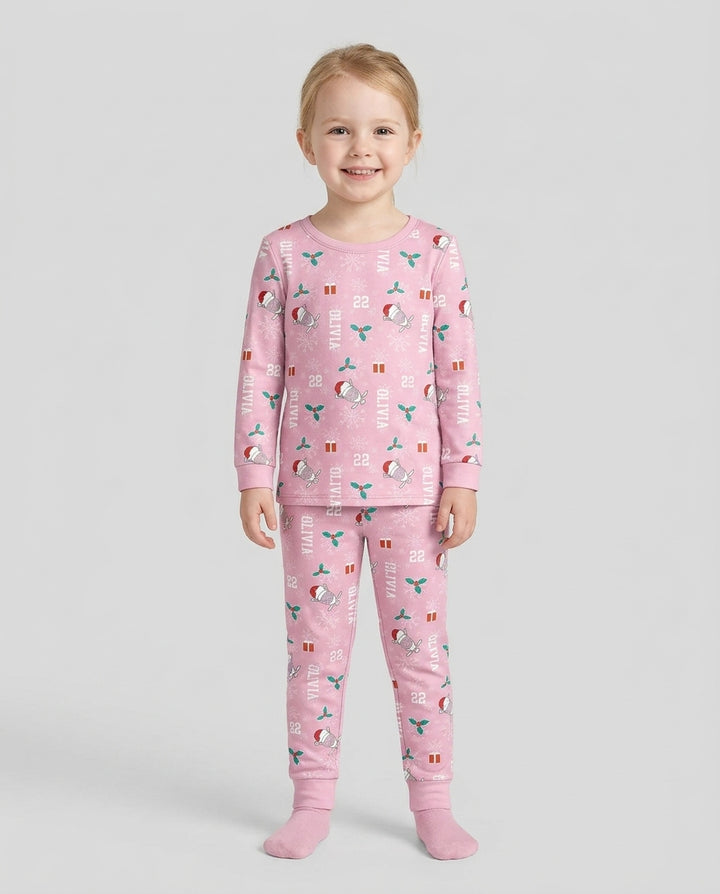 Custom Name Hockey Holiday Bamboo Two Piece Long Sleeve Pajama Set