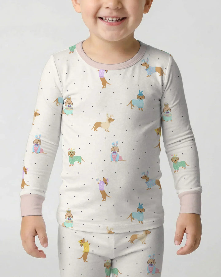 Easter Dachshund Bamboo Two Piece Long Sleeve Pajama Set