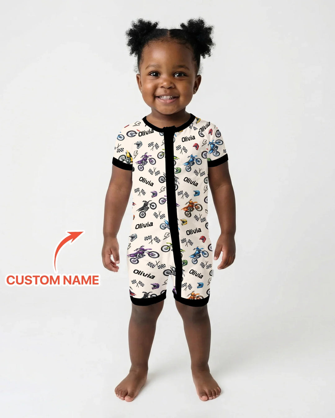 Custom Name Little Dirt Bike Rider Bamboo Shorty Zippy