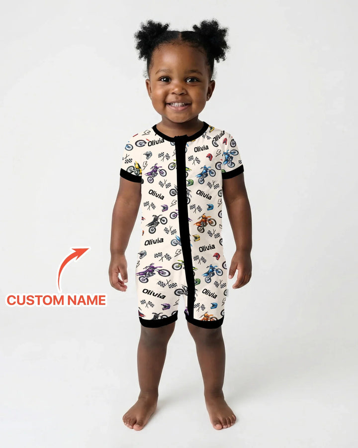 Custom Name Little Dirt Bike Rider Bamboo Shorty Zippy