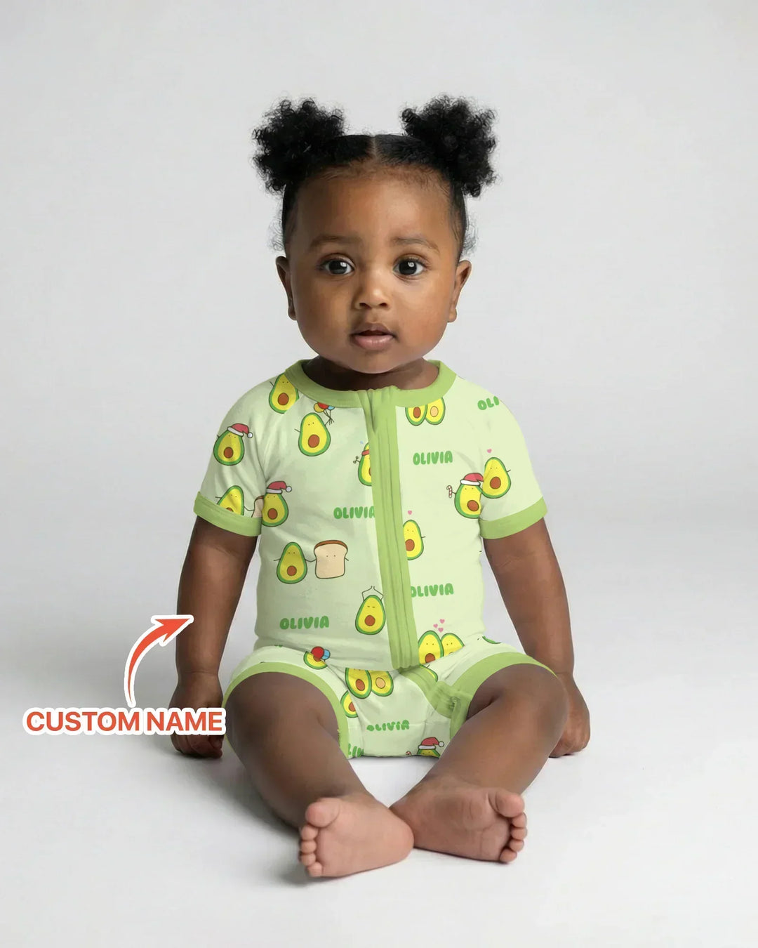 Custom Name Cute Avocado Bamboo Shorty Zippy