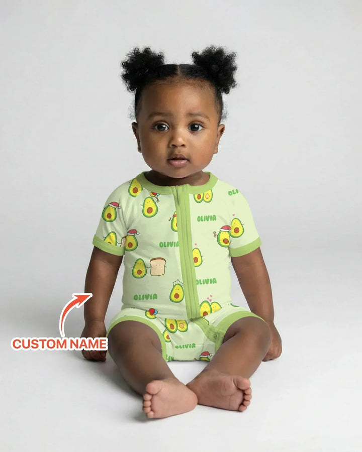 Custom Name Cute Avocado Bamboo Shorty Zippy