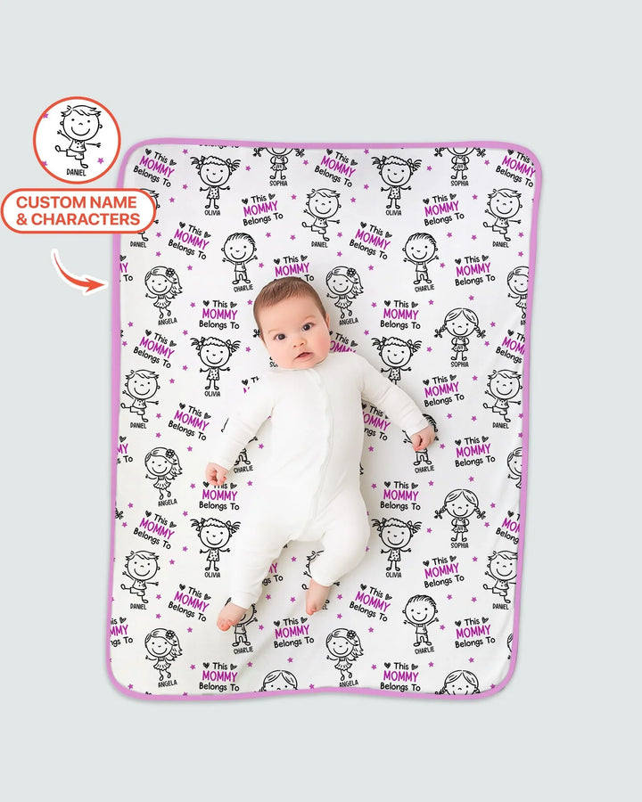 Custom Name "This Mommy Belongs To" Doodle Bamboo Blanket
