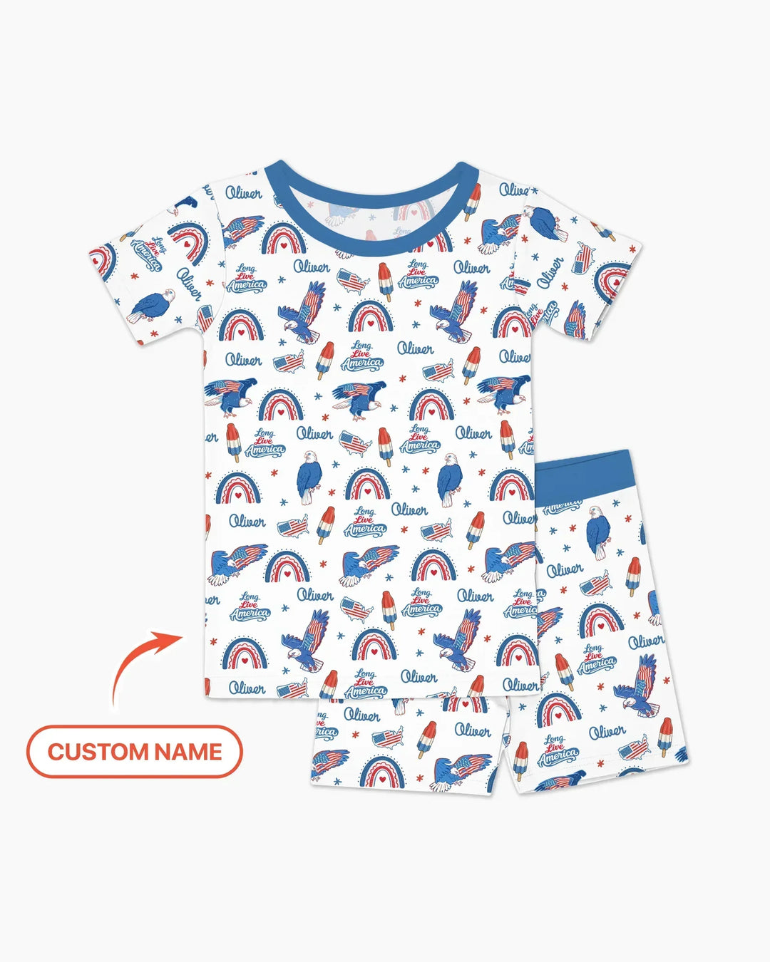 Long Live America Bamboo Two Piece Short Sleeve Shorts Pajama Set