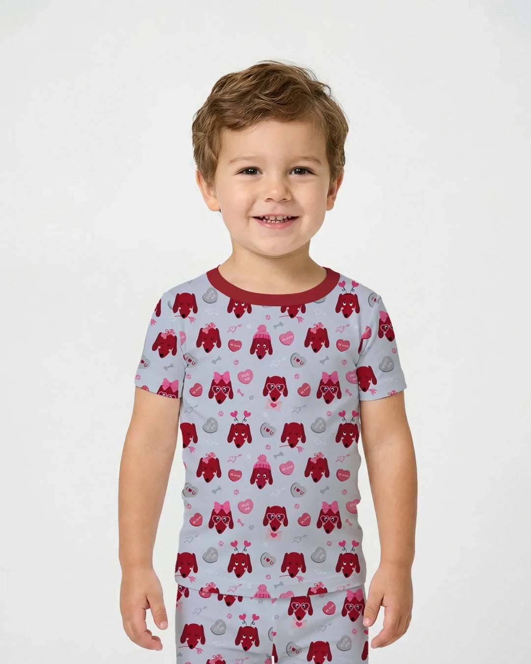 Dachshund Is My Valentine Bamboo Two Piece Short Sleeve Pajama Set