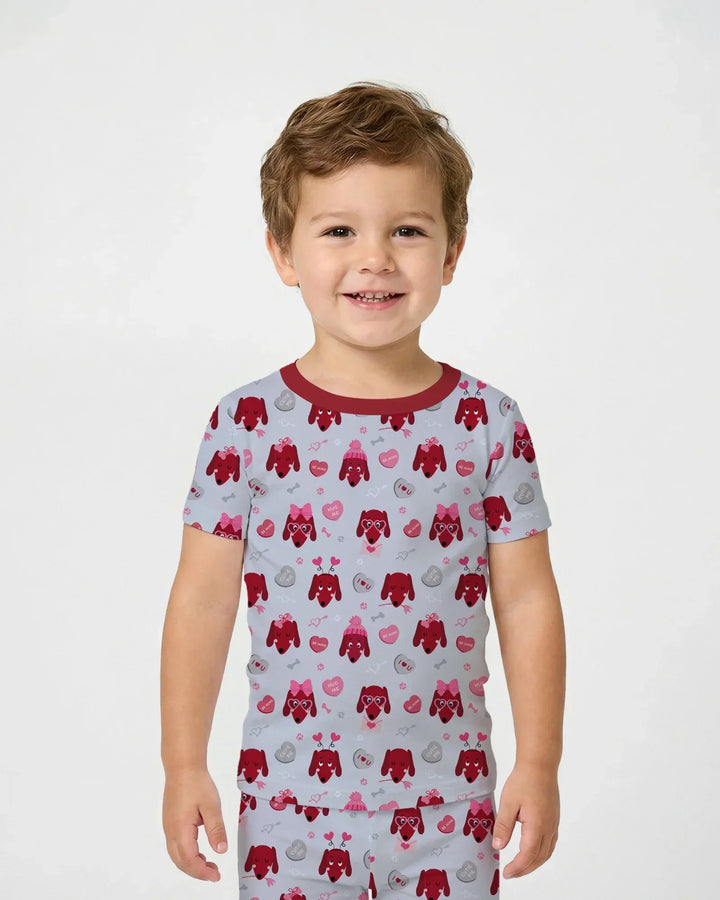Dachshund Is My Valentine Bamboo Two Piece Short Sleeve Pajama Set