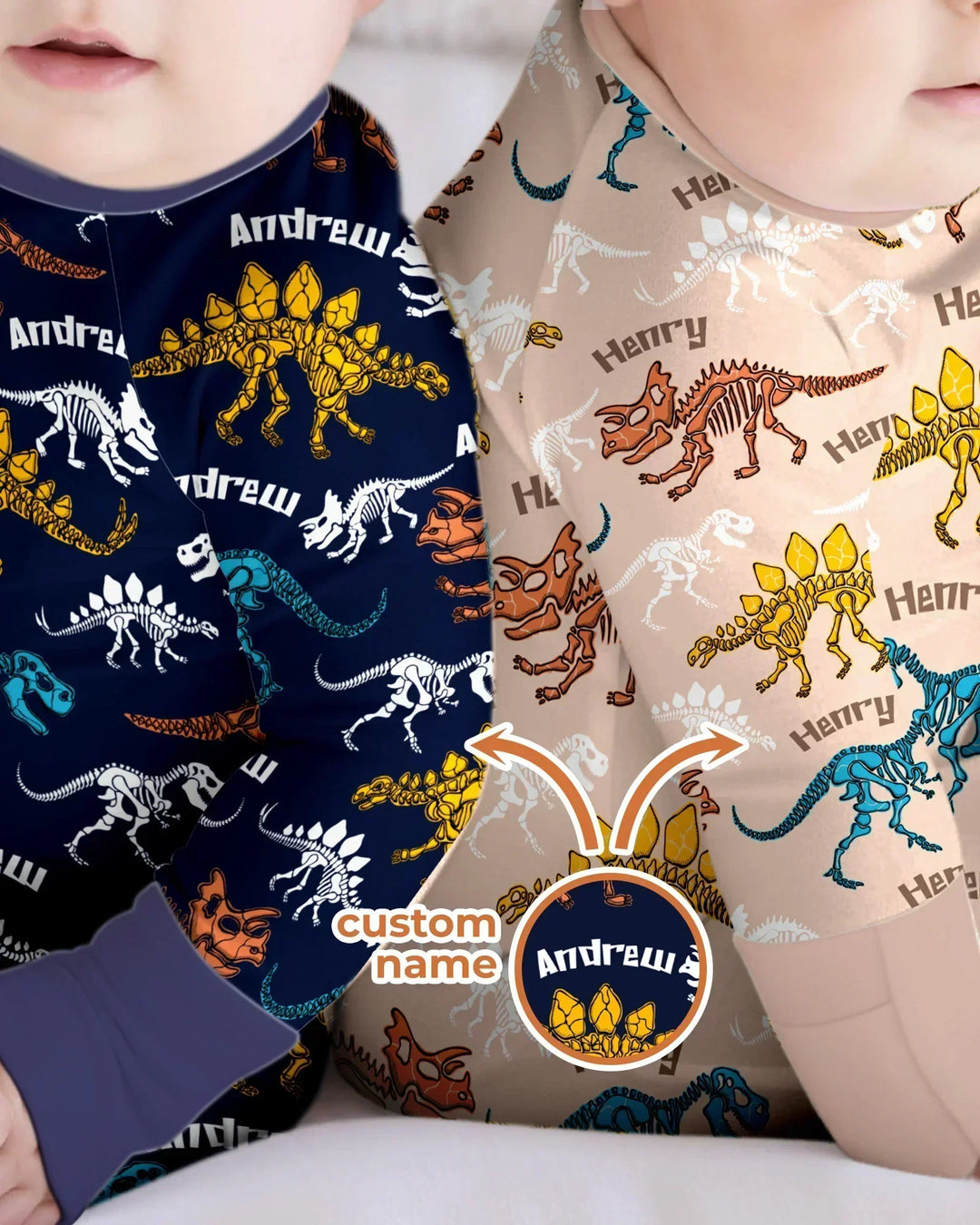 Dino Bones Parade Custom Name Bamboo Convertible Zippy