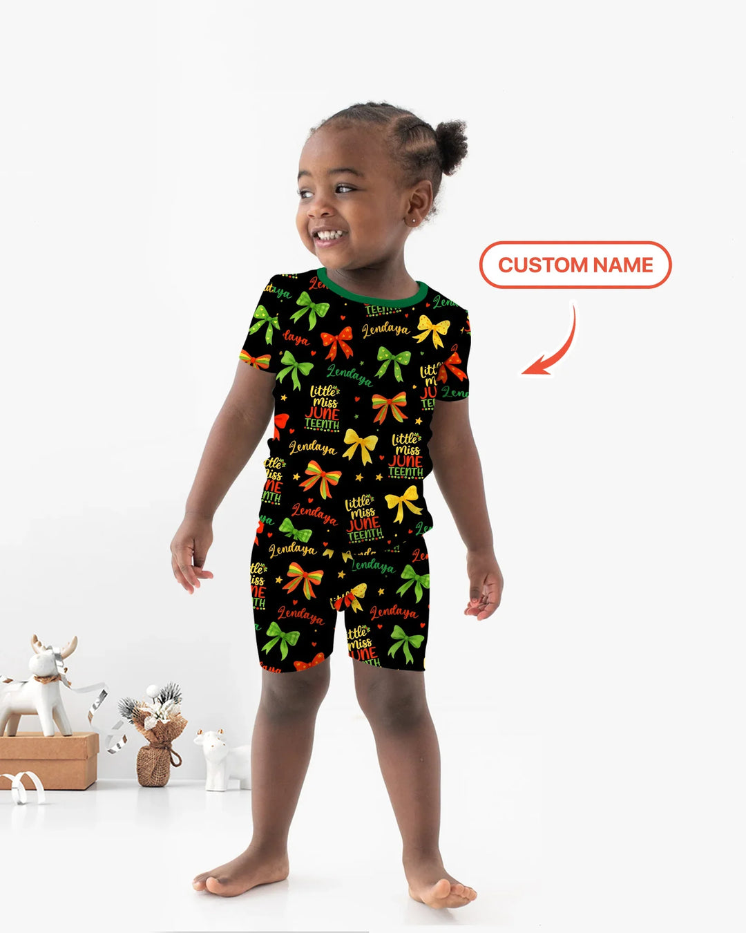 Little Miss Juneteenth Bamboo Two Piece Short Sleeve Shorts Pajama Set