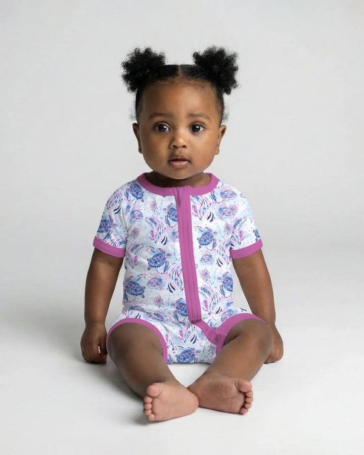 Little Turtles Family Matching Bamboo Shorty Zippy