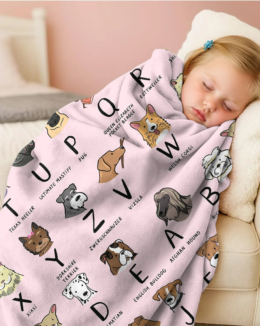 Funny Dogs Alphabet Bamboo Blanket