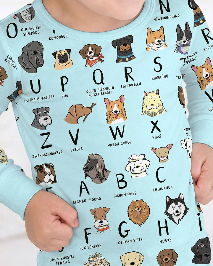 Funny Dogs Alphabet Bamboo Two Piece Long Sleeve Pajama Set
