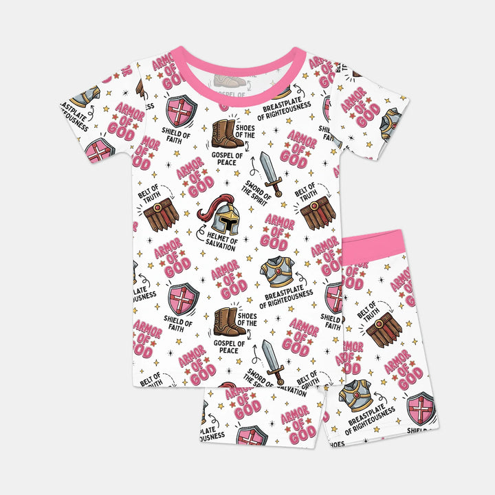 Armor of God Bamboo Two Piece Short Sleeve Shorts Pajama Set