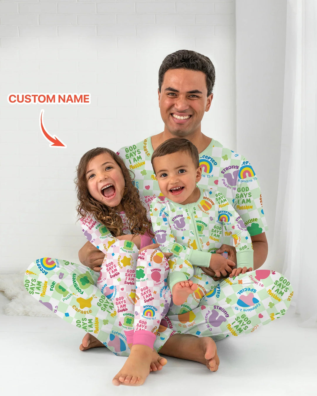 God Says I Am St. Patrick’s Day Custom Name Family Matching Bamboo Two Piece Long Sleeve Pajama Set