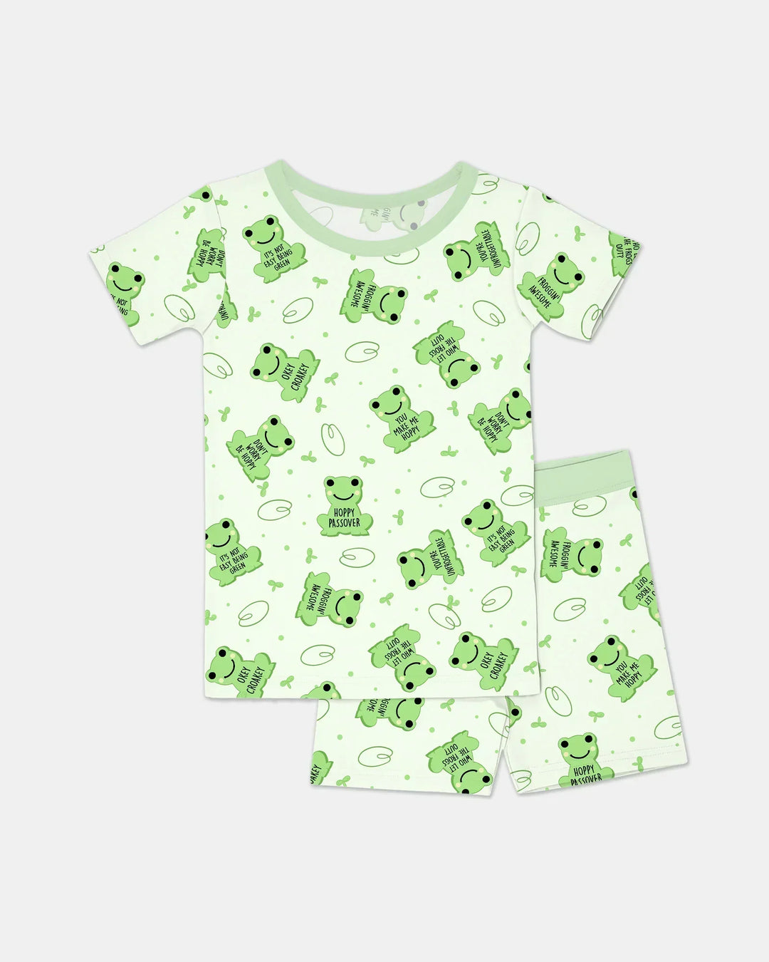 Marzipan Passover Conversation Frogs Bamboo Two Piece Short Sleeve Shorts Pajama Set