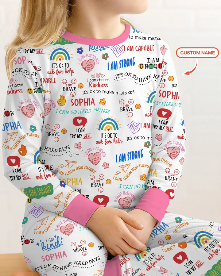 Daily Affirmations Matching Mommy & Baby Bamboo Two Piece Long Sleeve Pajama Set