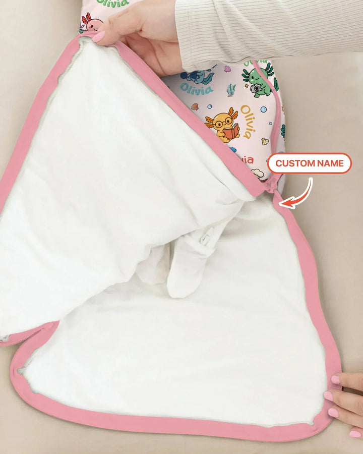Custom Name Cute Hobby Axolotl Bamboo Sleep Bag