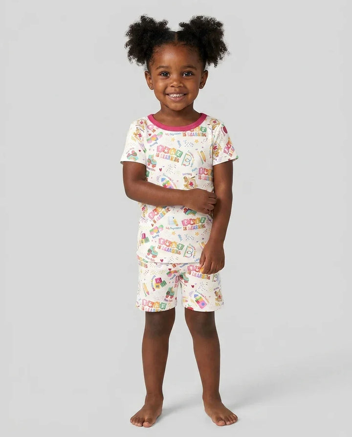 Play and Learn Bamboo Two Piece Short Sleeve Shorts Pajama Set