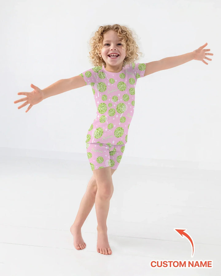 Tennis Disco Girl Party Matching Bamboo Two Piece Short Sleeve Shorts Pajama Set