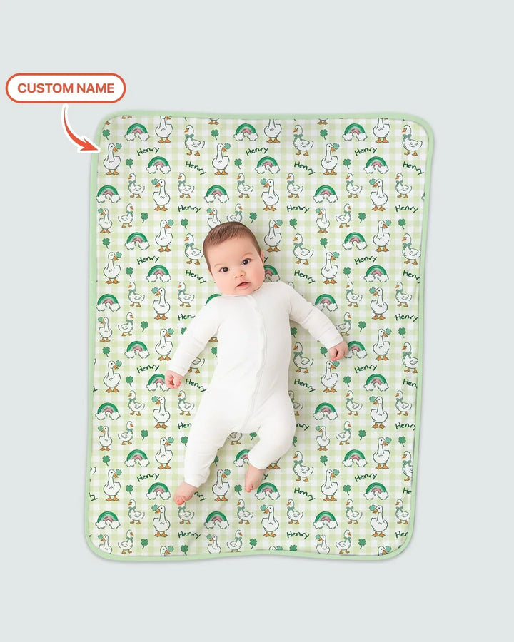 Custom Name Lucky Ducks Bamboo Blanket