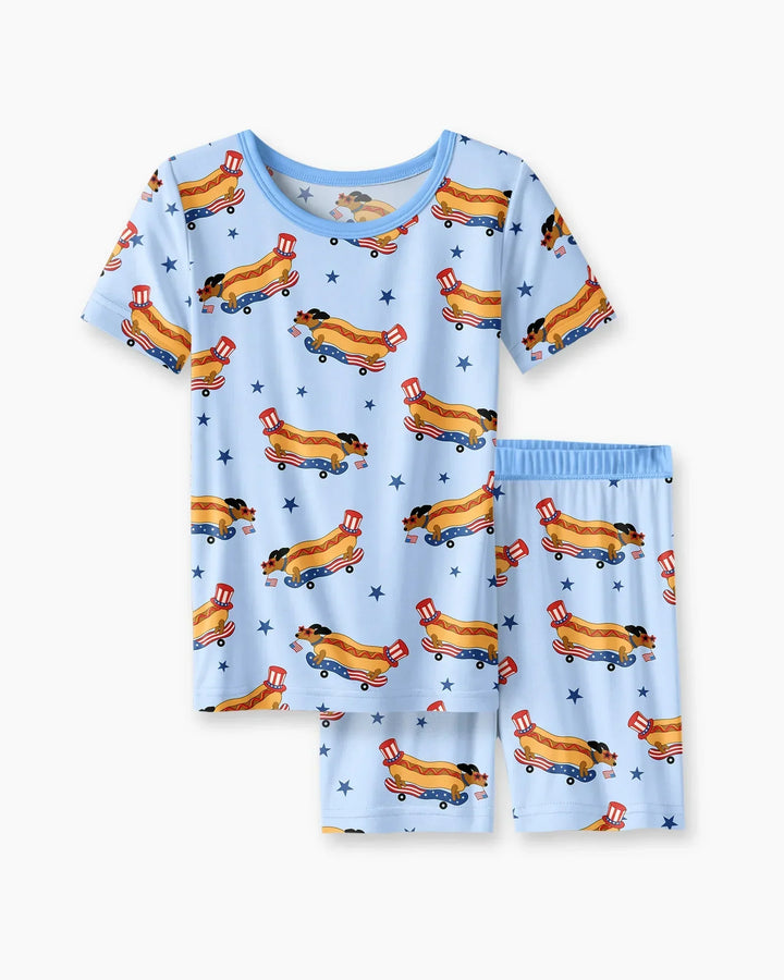 American Hot Dog Bamboo Two Piece Short Sleeve Shorts Pajama Set