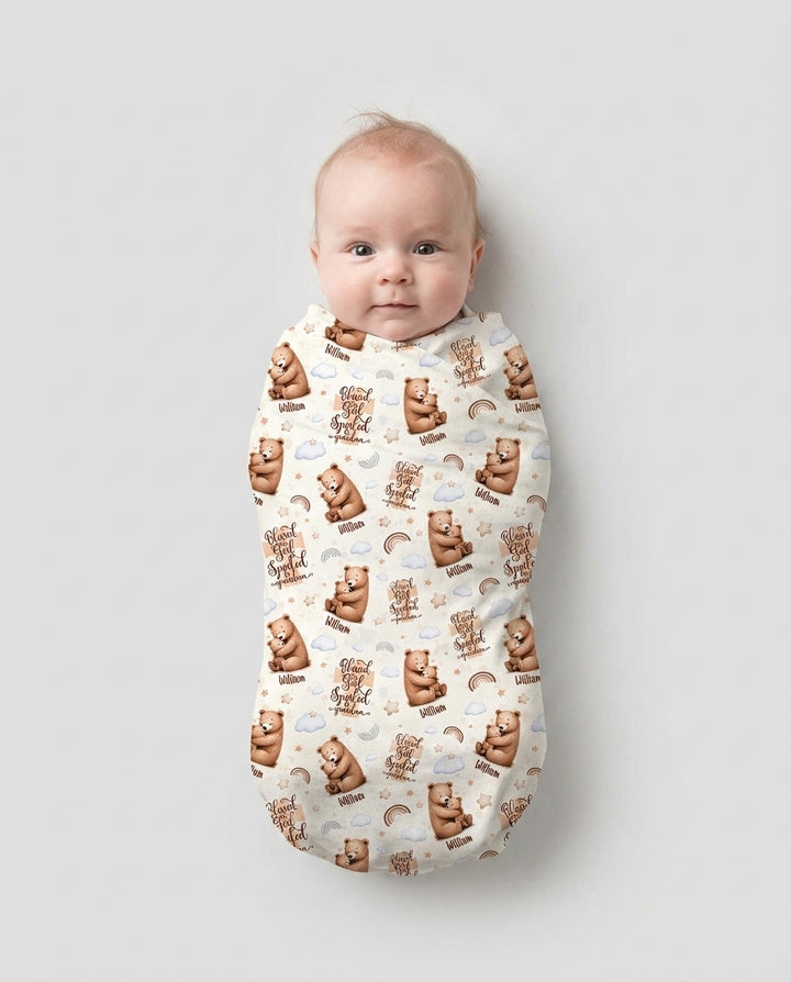 Custom Name Blessed By God Spoiled By Grandma Swaddle Blanket