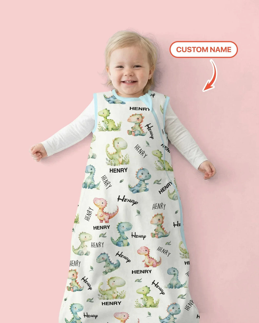 Dinosaur Custom Name Bamboo Sleep Bag
