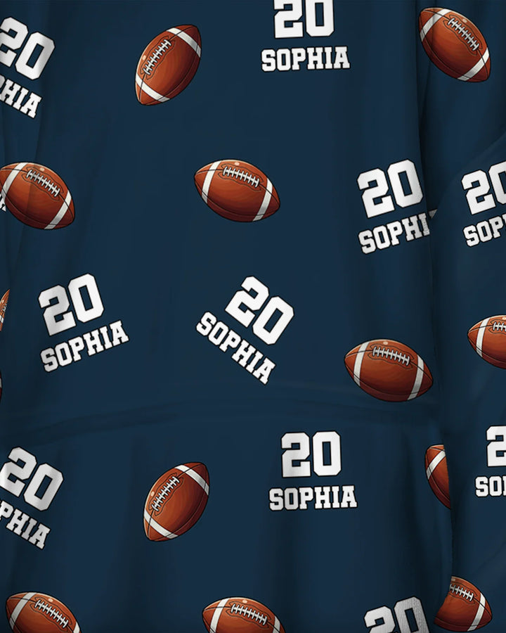 Football Pattern Personalized Bamboo Blanket Hoodie