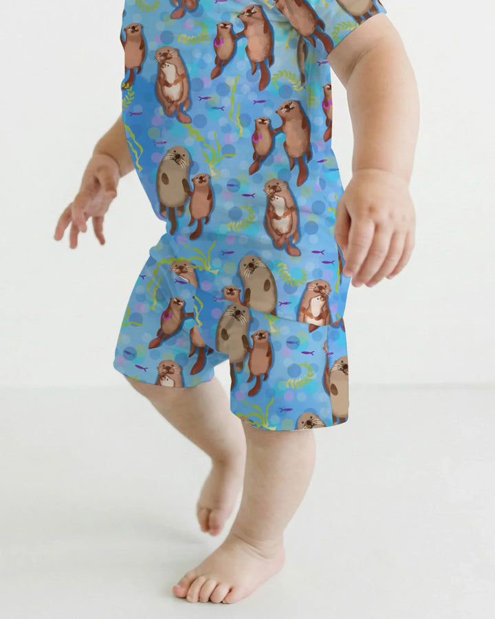 Otterly Together Bamboo Two Piece Short Sleeve Shorts Pajama Set