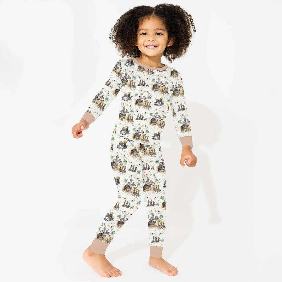 Nativity Christmas Family Matching Family Bamboo Two Piece Long Sleeve Pajama Set
