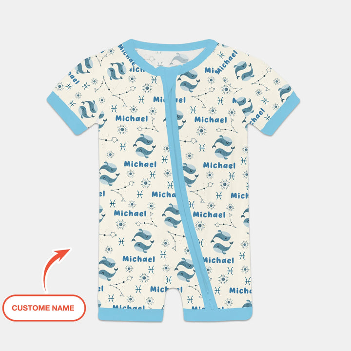 Bohemian Baby Zodiac Signs Custom Name Bamboo Shorty Zippy