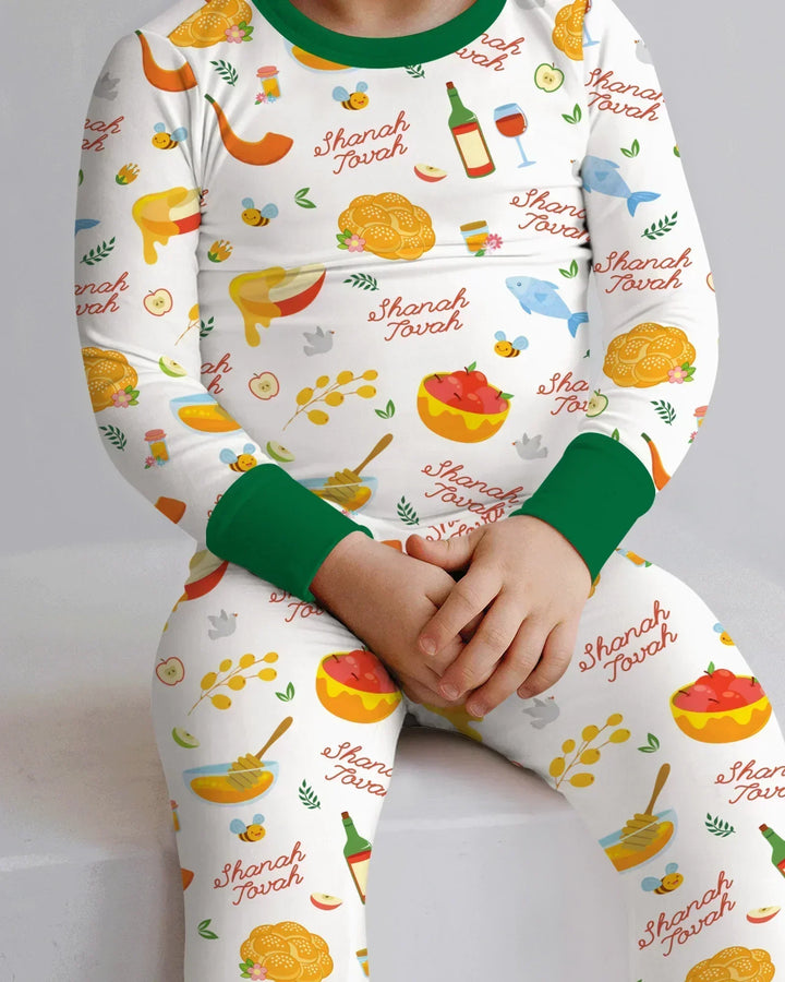 Shanah Tovah Family Matching Bamboo Two Piece Long Sleeve Pajama Set