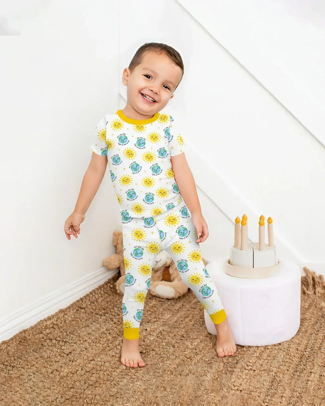 Matthew 5:14 Light of the World Bamboo Two Piece Short Sleeve Pajama Set