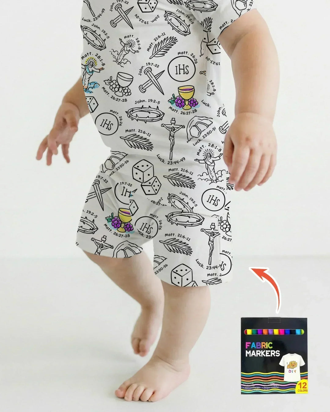 Easter Story Colorable Bamboo Two Piece Short Sleeve Shorts Pajama Set