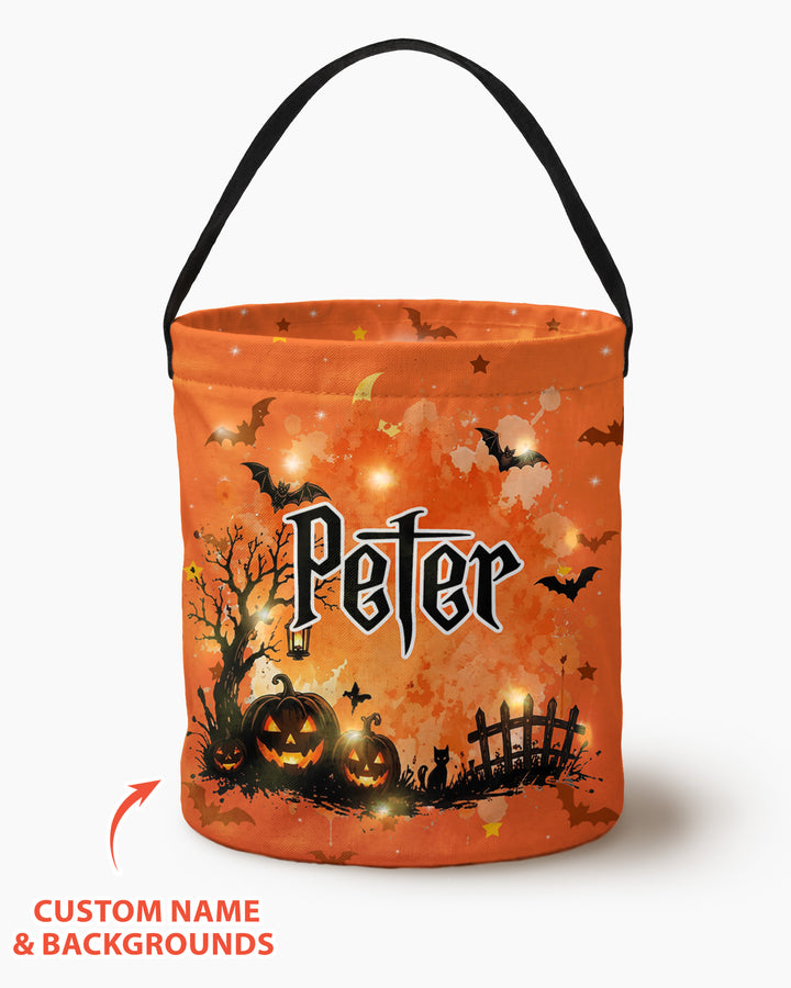 Halloween Spooky Custom Name Led Light Bucket Bag