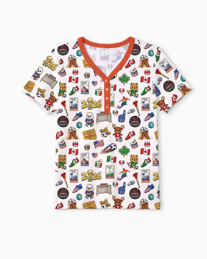 Soccer Cup 2026 Family Matching Bamboo Women Short Sleeve Short Pajama Set