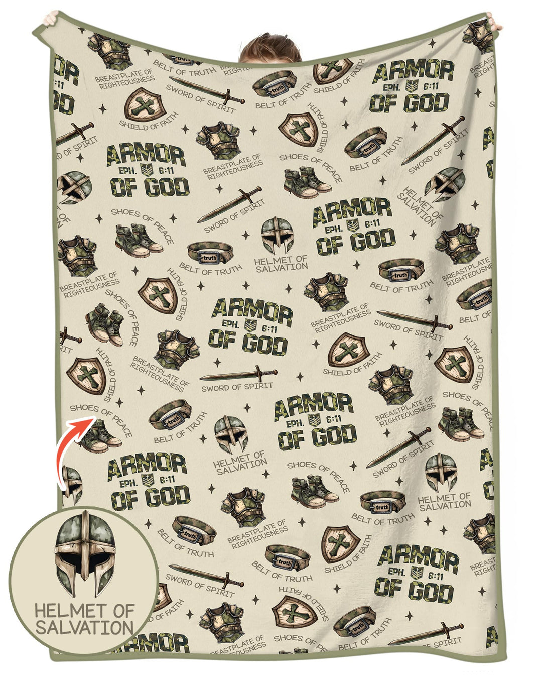 Camo Armor Of God Bamboo Blanket