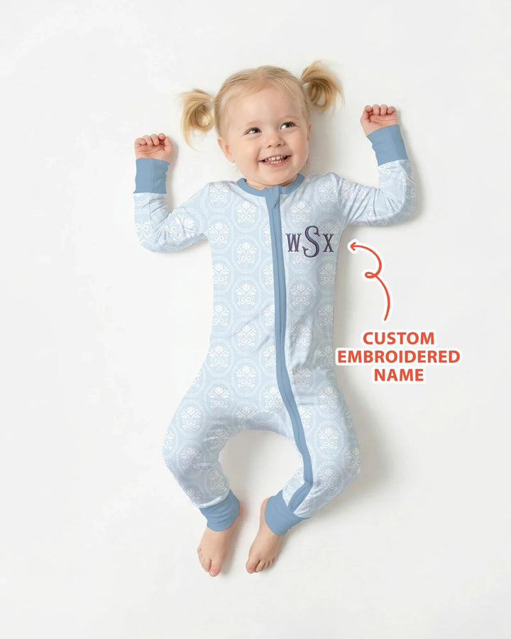 Personalized Floral Embroidered Baby Bamboo Convertible Zippy