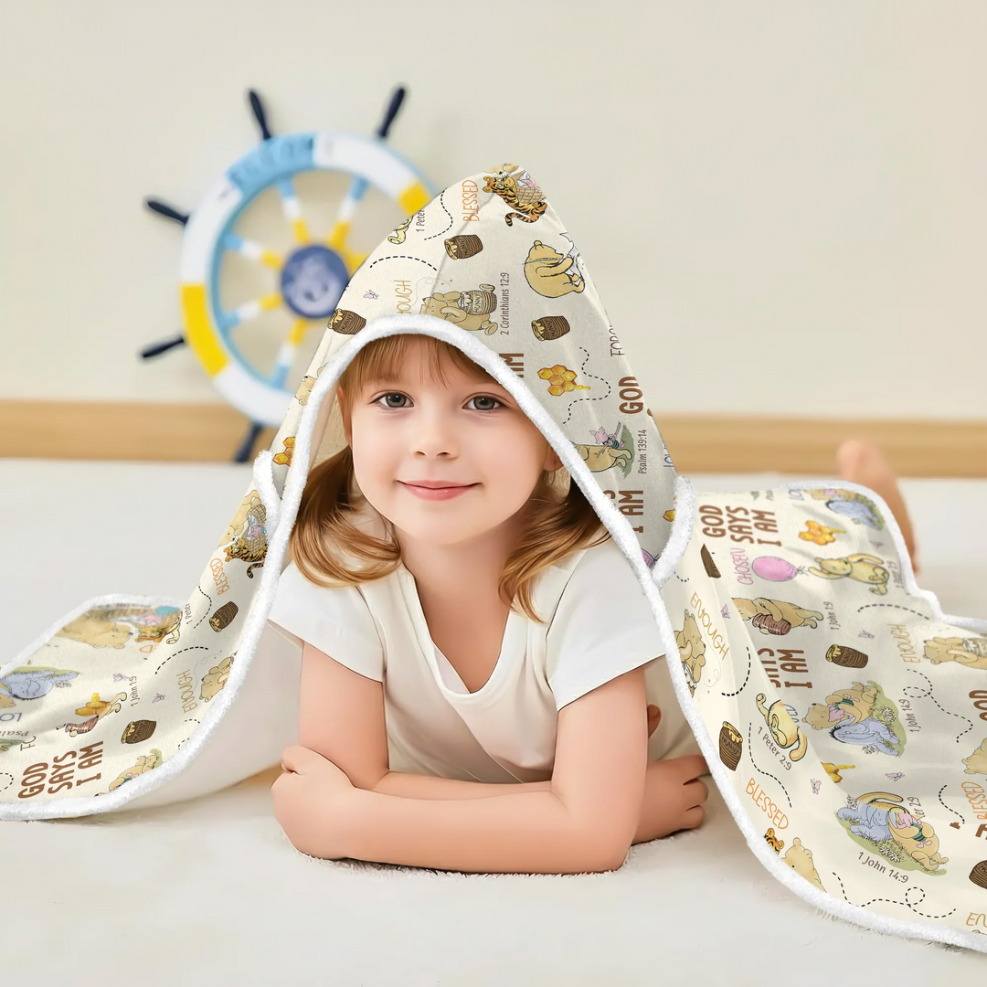 God Says I Am Little Blessings Bamboo Wearable Hooded Blanket