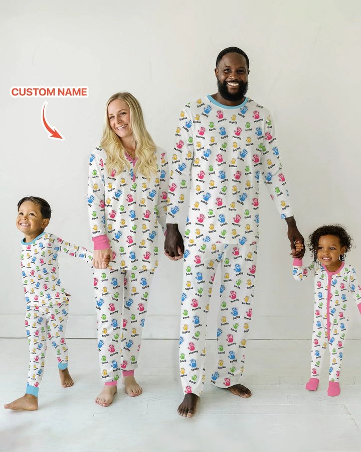 First Mother Day - Handprints Bamboo Two Piece Short Sleeve Pajama Set