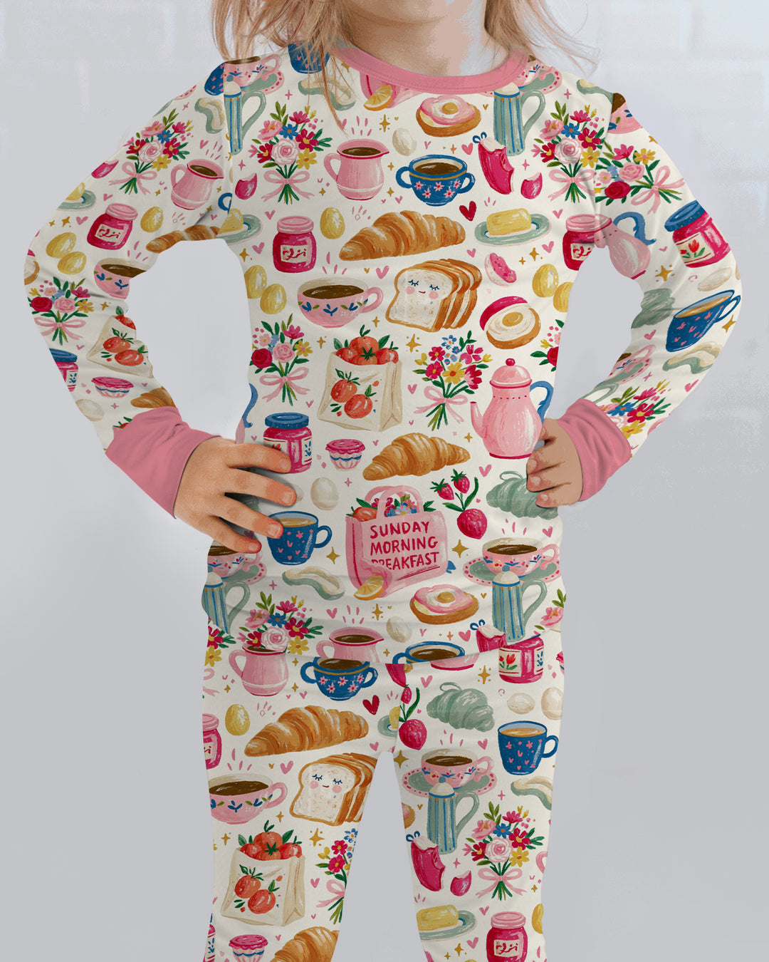 Sunday Morning Breakfast Bamboo Two Piece Long Sleeve Pajama Set
