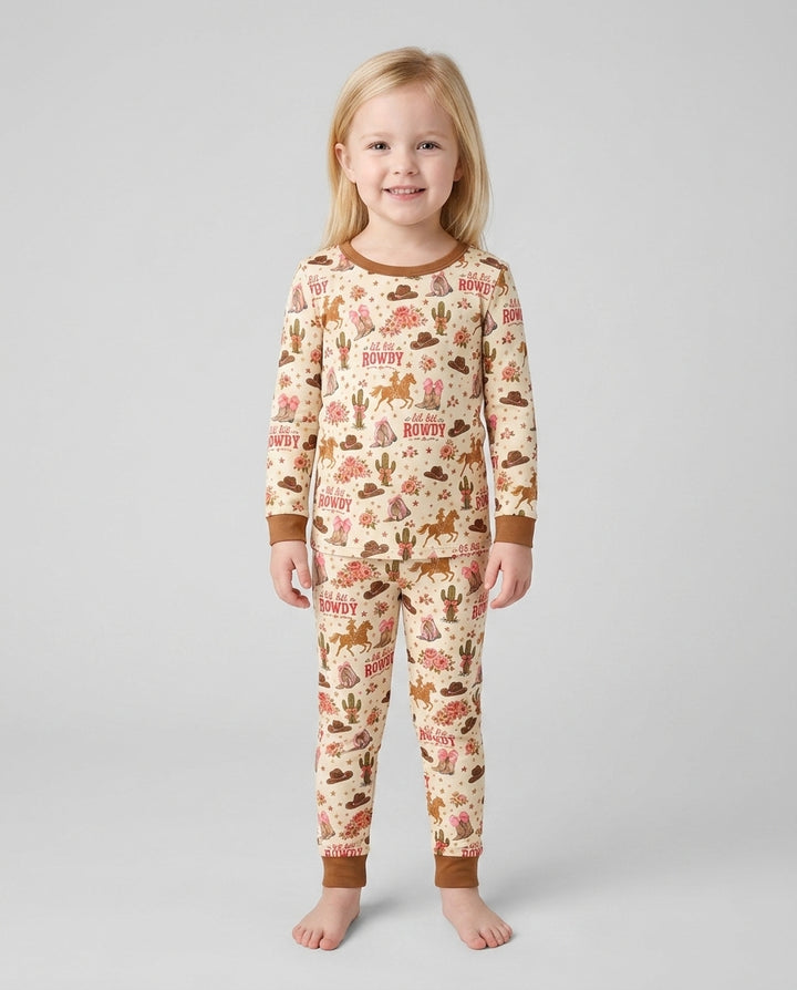 Coquette Cowgirl Lil Bit Rowdy Two Piece Long Sleeve Pajama Set