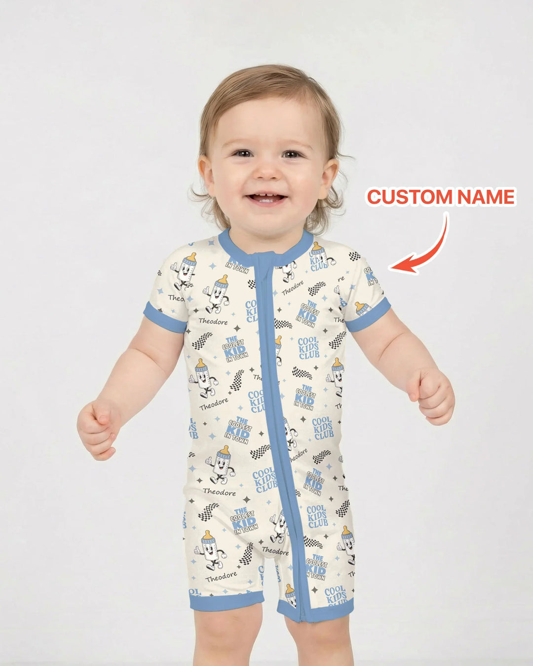Custom Name Cool Club Daddy & Me Matching Bamboo Shorty Zippy
