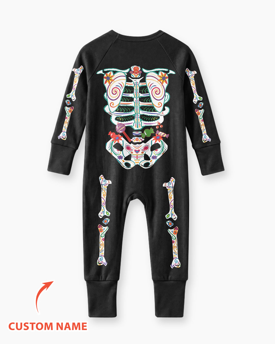 Custom Mexican Halloween Floral Skeleton Bamboo Convertible Zippy