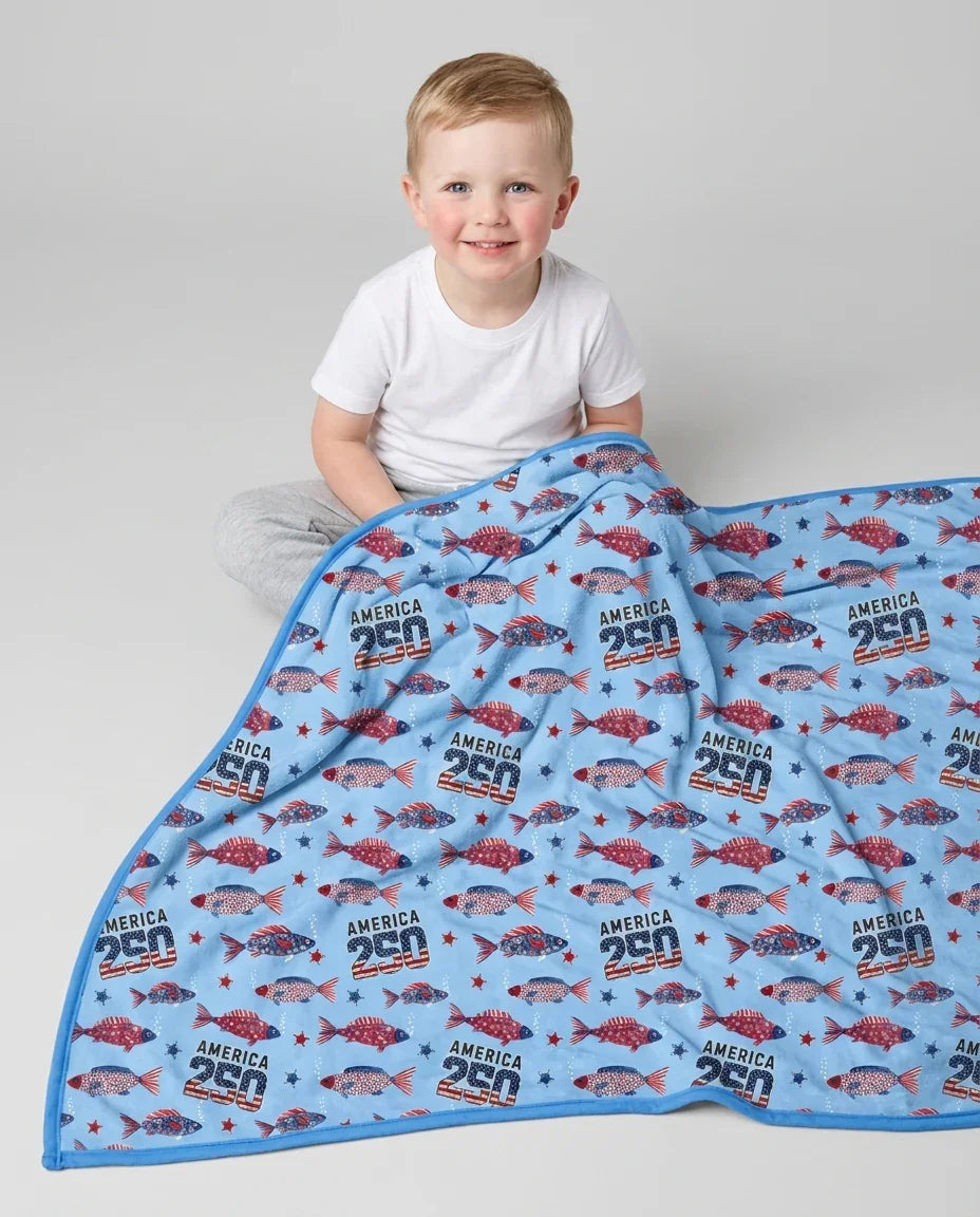 Stars and Stripes Fish Bamboo Blanket