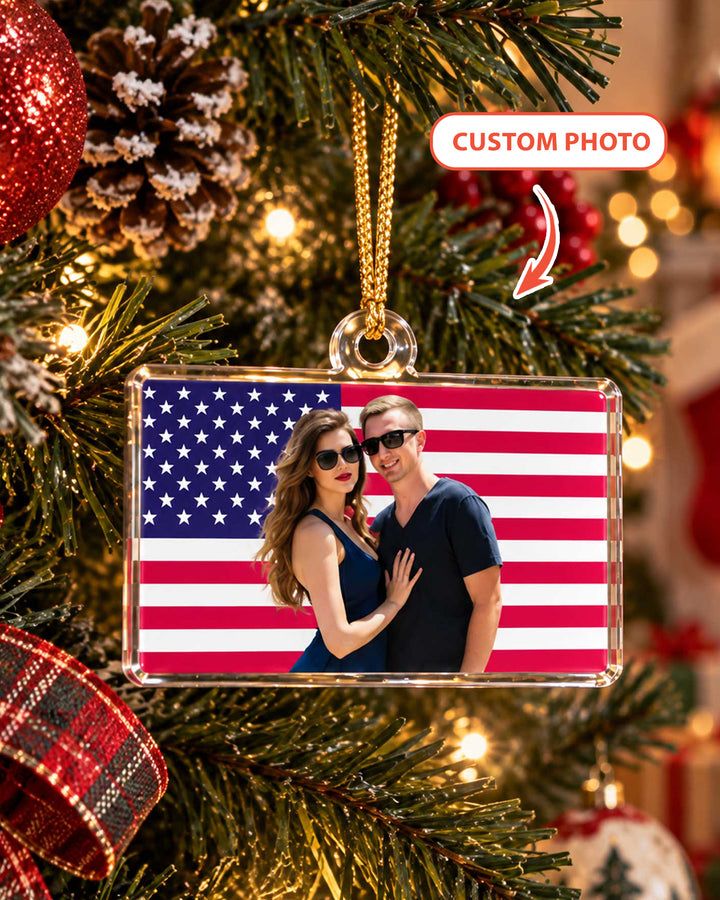 Custom Photo Flag Acrylic Ornament