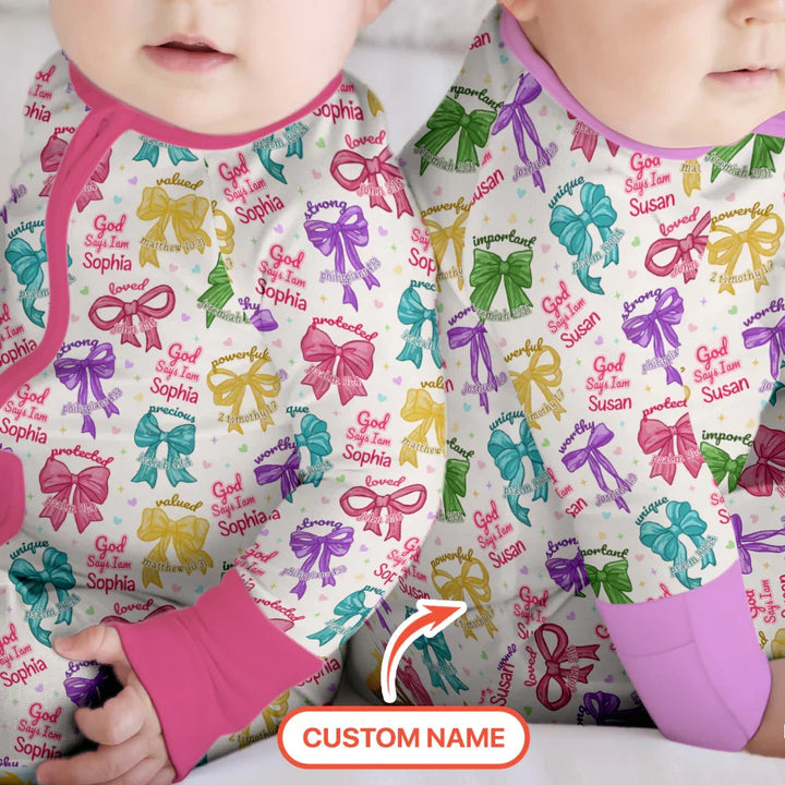 God Says I Am Bow Blessings Custom Name Bamboo Convertible Zippy