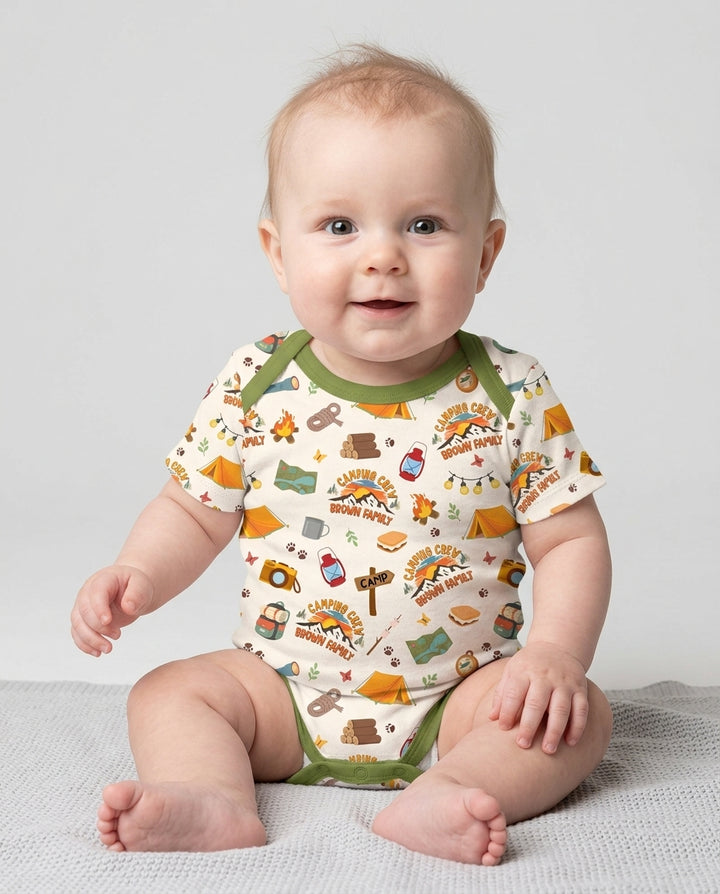 Custom Name Camping Crew Family Matching Bamboo Bodysuit
