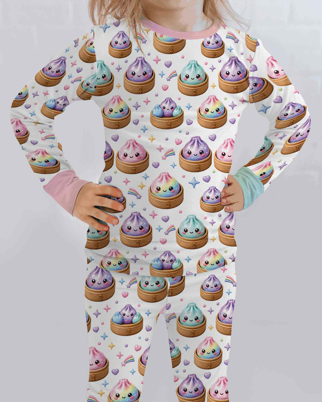 Cute Glitter Dumpling Two Piece Long Sleeve Pajama Set