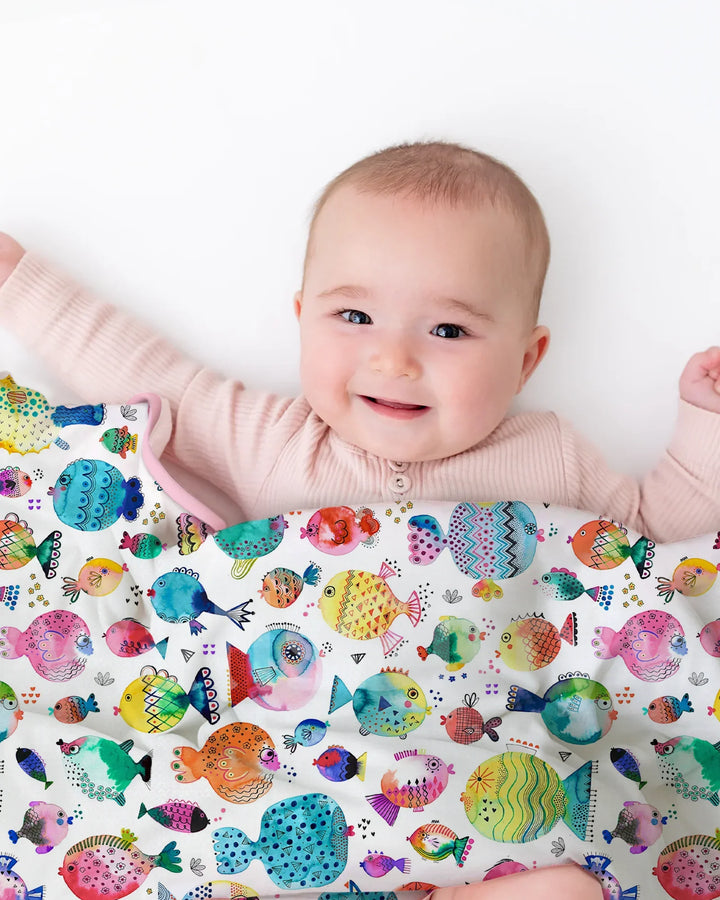 Rainbow Reef Fish Bamboo Blanket