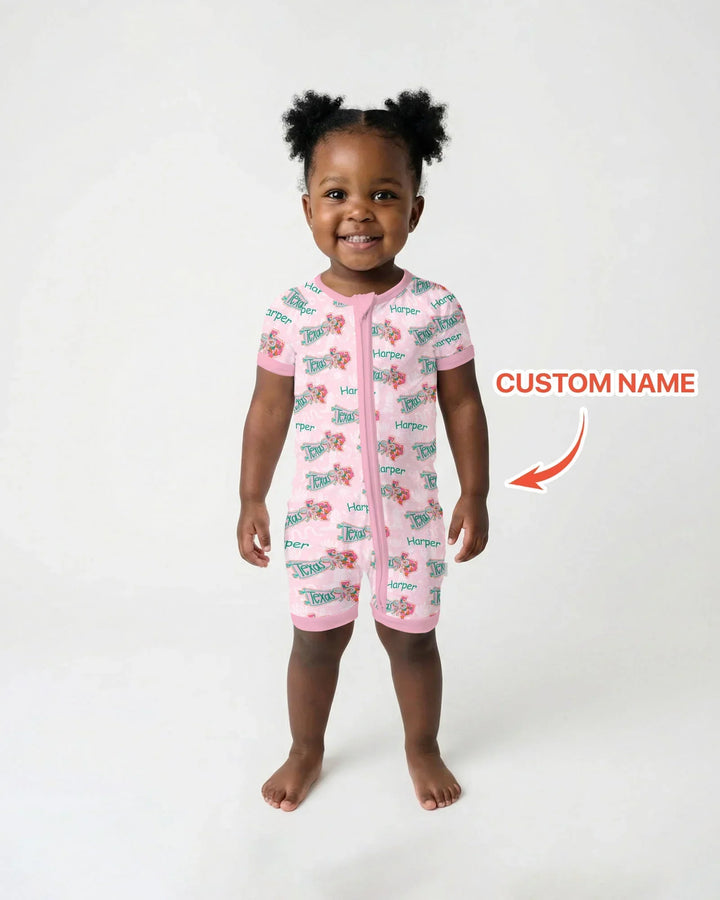 Custom Name Preppy Texas Charm Bamboo Shorty Zippy